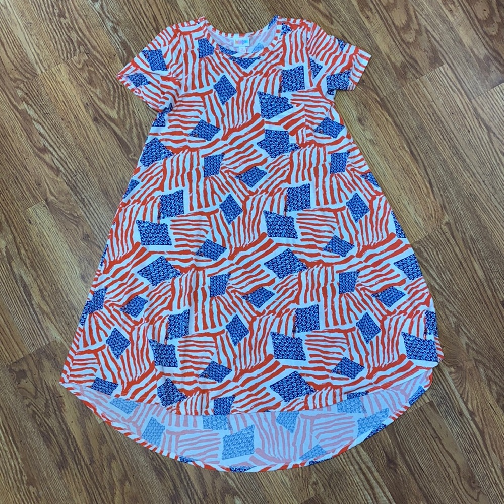 LulaRoe Women’s Carly Dress Size Small American Flag Print